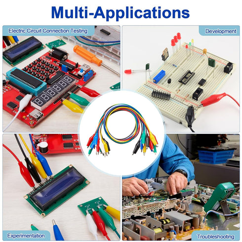 12PCS Alligator Clips Electrical, 6 Colors Premium Test Leads Set, 22AWG Flexible Copper Wire for Test Probes, 21.5