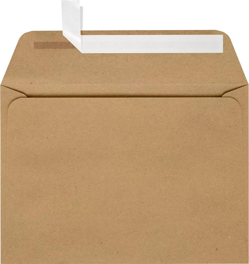 LUXPaper A7 Full Face Window Envelopes, Peel & Press, 5 1/4" x 7 1/4", Grocery Bag Brown, 50 Qty