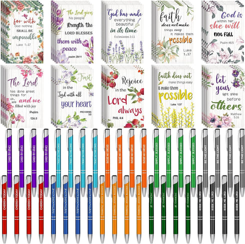Seajan 80 Pcs Inspirational Gifts Set, 40 Motivational Ballpoint Pens, 40 Floral Prayer Journals for Women