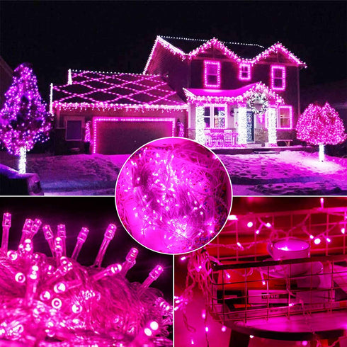 YAOZHOU Lights,66Ft 200LED IP44 8 Valentines' Day Christmas Decorations Pink Led String Fairy Lights Indoor Outdoor