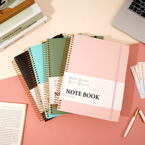 Pink Spiral Notebook - College Ruled, 8.5" x 11", 200 Pages, Large Hardcover Notebooks for School Supplies