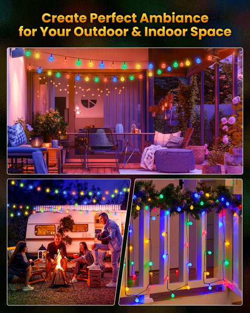 2-Pack 120 72Ft 8 Brightown Solar String Lights Outdoor Waterproof, LED Total, Solar Powered Globe Patio Lights