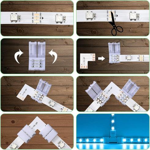Zelphvt 28 3 10mm Pcs Pin LED Strip Connector L Shape Extension T Shape Solderless LED Light Connectors Adapter Track