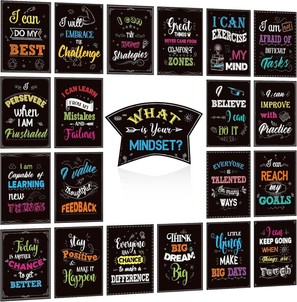 DUAIAI Classroom Decorations 21 Pcs Growth Mindset Posters Bulletin Board for School Office Home