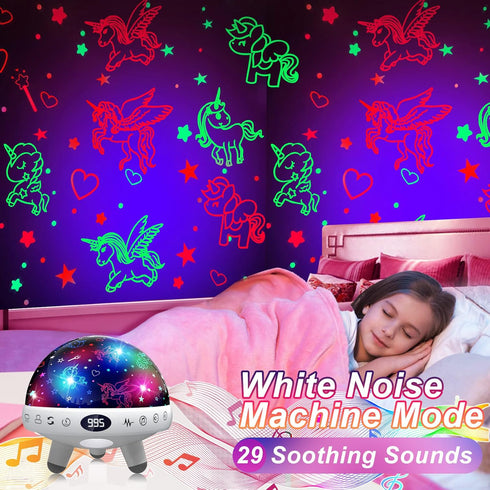 YACHANCE 1-12 29 Unicorn Gifts Toys for Year Old Girls.Unicorn Night Light Projector for Girls.Kids White Noise Machine