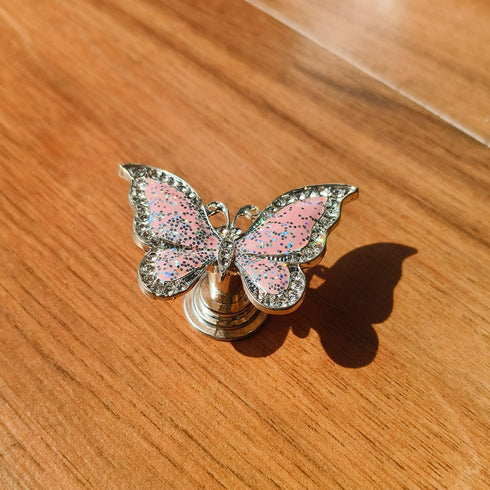 4 pcs Pink Butterfly Handle, Creative Cabinet Drawer Knob for Wardrobe and Dresser