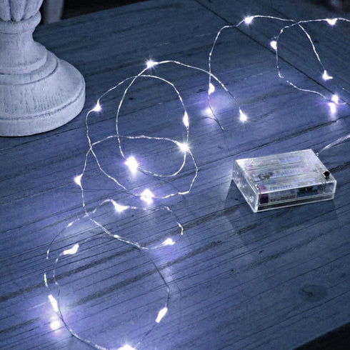 2 Pack 40FT 120LED Dazzle Bright Fairy Lights Battery Operated, Total Silver Wire Waterproof Battery Operated String