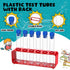 2 Sets Test Tubes with Rack Clear Plastic Test Tubes with Caps and 6 Holes Holder Rack Nurse Party Decorations Shot Tubes for Scientific Experiments Party Favors Candy (Red,Integrated)