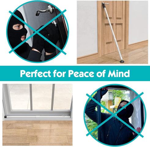(2PCS) Door Security Bar,Sliding Door Lock Bar with Anti Lift Lock,Adjustable Sliding Door Security Bar for House