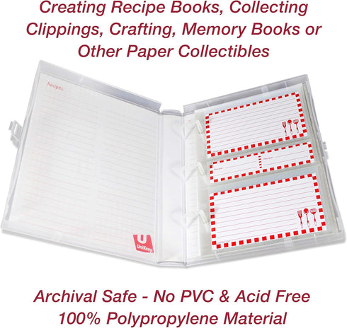 Mini Recipe Card/Photo Page Protector - 3 x 5 Sheet, 3 Hole Punched - Pack of 20