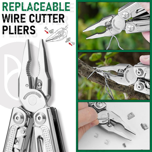 BI2049, 3Cr13 YG10 Set BIBURY Multitool Pliers Pro Multi Tool with Large Saw Blade, Tungsten Wire Cutters, EDC Multi