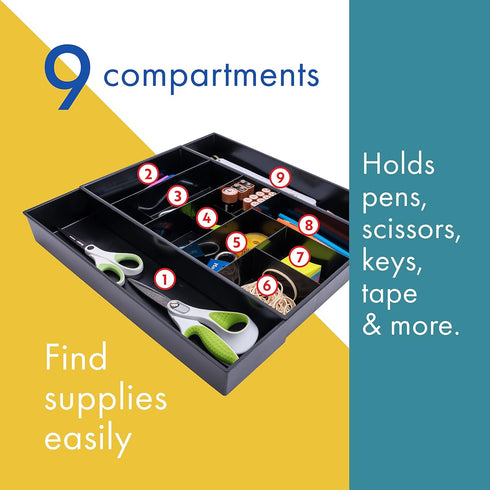 Expandable Office Drawer Desk Organizer, Dial Industries, Storage Tray