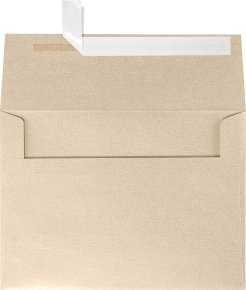 LUXPaper A7 Invitation Envelopes | 5 1/4" x 7 1/4" | 50 Qty | Peel & Press | Taupe Metallic | 80lb. Text