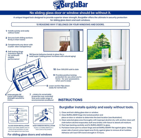 2 Pack Burglabar Additional Security for Sliding Patio Doors,Sliding Glass Windows. and can be Used Child Safety.