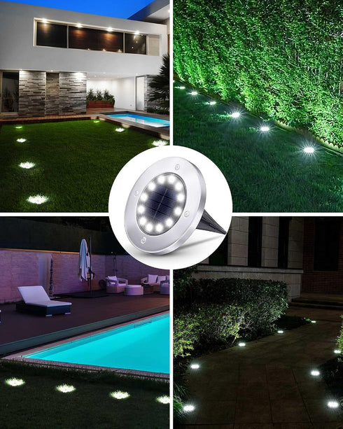 8 Packs, 12 Biling Solar Ground Lights Outdoor LEDs Bright Flat Solar Lights Outdoor Waterproof Solar Powered for Yard