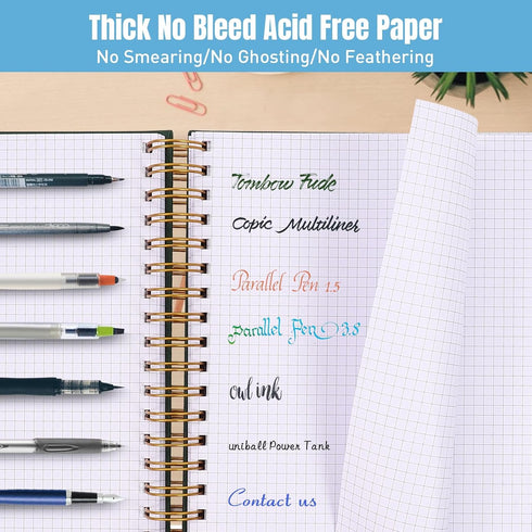 Graph Paper Notebook, 8.5" x 11" Spiral Notebook, 300 Pages, Hardcover, Thick A4 Grid Notebook for School, Black