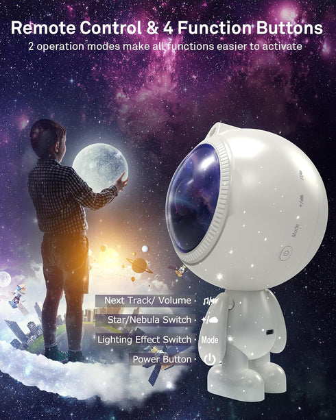 AIRIVO Dreamers Star Projector,Astronaut Galaxy Projector Bluetooth Speaker with Remote,White Noise,Interactive Posture