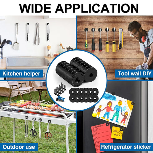 20lbs 12Pack Locks-Black,0.63x0.19inch LOVIMAG Cabinet Magnets, Rare Earth Magnets, Strong Magnet with Holes and Iron