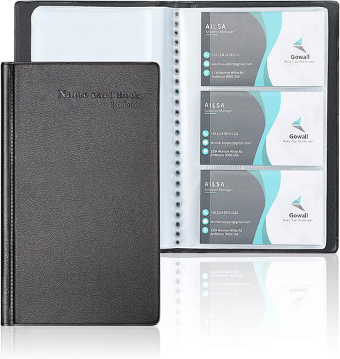Business Card Holder for 240 Cards, Portable Organizer for Men & Women, Professional Business Cards Book, Black