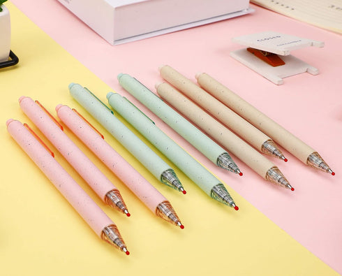 RIANCY Retractable Pink Pens, Black Ink Quick Dry Gel Ink, Smooth Writing 0.5mm, Cute Pen for Journaling