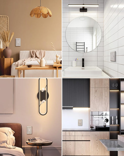 DEWENWILS Single Toggle Wall Plates, Satin Nickel Metal Outlet Covers, 4 Pack Light Switch Cover Plates for Home Decor