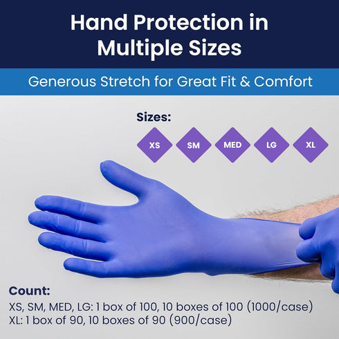 Adenna PCS776 Precision 4 mil Powder-Free Nitrile Exam Gloves, Large, Box of 100