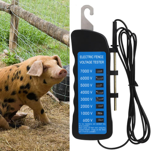 Electric Fence Voltage Tester 7KV Eight Light Indicator 600V - 7000V Portable Farm Fence Tester with Probe
