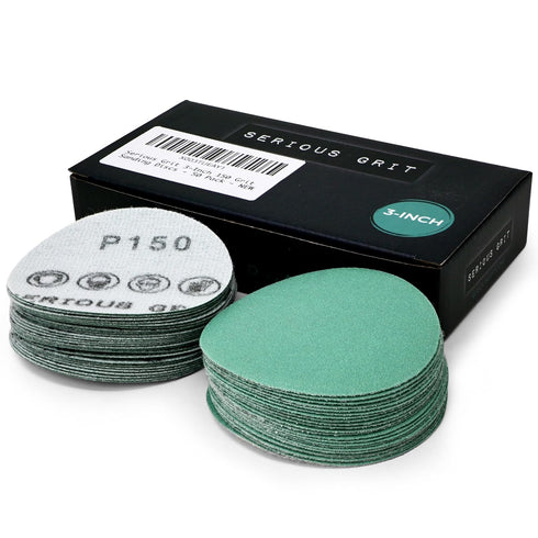 3-Inch 150 Grit Sanding Discs, Heavy-Duty Hook & Loop Film Discs for Woodturning, Pack of 50