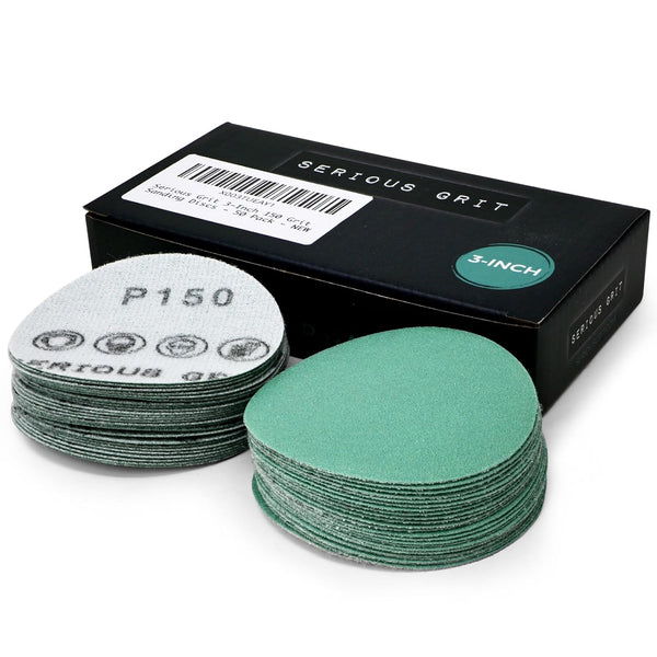 3-Inch 150 Grit Sanding Discs, Heavy-Duty Hook & Loop Film Discs for Woodturning, Pack of 50