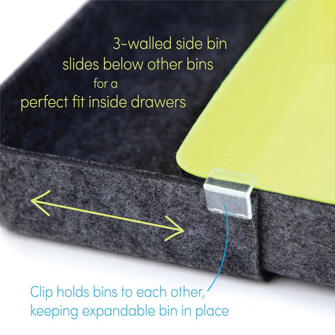 Three by Three Seattle Felt·Like·It! Felt Bins - Set of 8 Multicolor Expandable Sliding Bin for Office, Crafts,