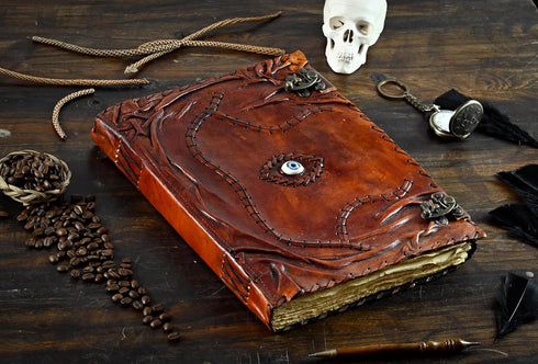 Hocus Pocus Spell Book - XX LARGE Leather Grimoire Journal, Halloween Decorations, Witchcraft Supplies, Tarot Journal