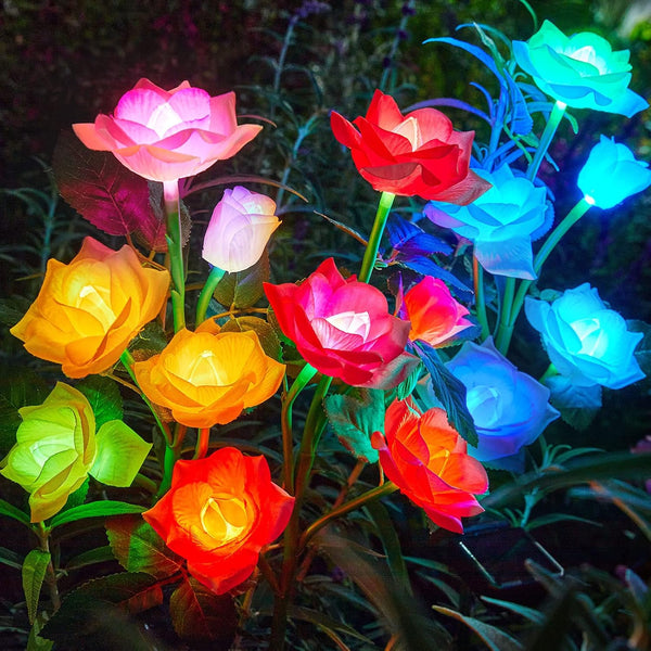 RECHOO Solar Garden Lights Outdoor Decorative, 3 Pack Solar Flower Lights with