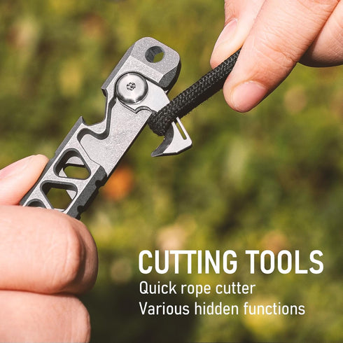 Compact Titanium EDC Pry Bar Multitool with Bottle Opener - Portable Keychain Tool for Outdoor Adventures