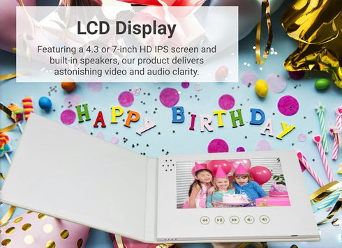 720P 128M (4.3inch) Diyeeni Video Greeting Card, Customizable Video Book with LCD Screen, HD Video Playback, Memory