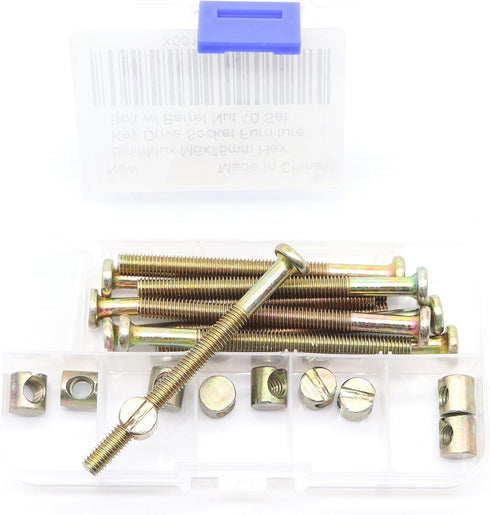10-Pack M6-1.0 x 75mm Allen Head Furniture Cot Crib Bed Bolt Barrel Nut, Zinc Plated Hex Key Drive Socket Cap Screws