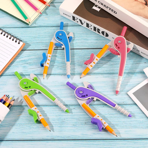 Zonon Student Math Geometry Compass, 6 Inch Bright Colored Precision Tool for School Supplies (30 Pcs)
