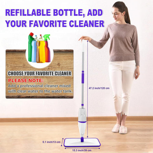 5 Spray Mops for Hardwood Floor Cleaning: EXEGO Wet Mops with Microfiber Refillable Pads for Swiffer Powermop - Floor