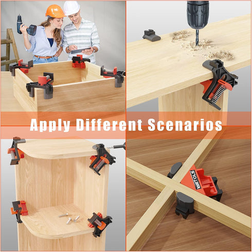 WETOLS Corner Clamp for Woodworking, 90 Degree Right Angle Clamp, 4Pcs Adjustable Spring Loaded
