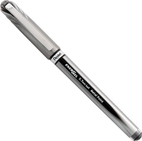 Pentel BL27A EnerGel NV Liquid Gel Pen, .7mm, Black Ink, Gray Barrel, Dozen