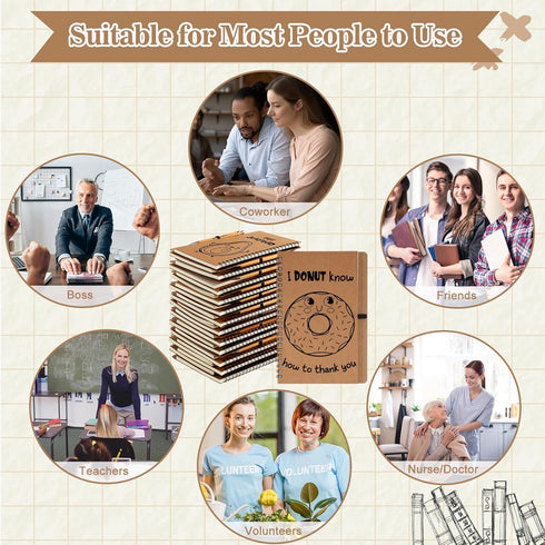 Geyoga 60 Pcs Employee Appreciation Gifts, Thank You Spiral Kraft Notebooks with Bamboo Pens, Motivational Notebooks