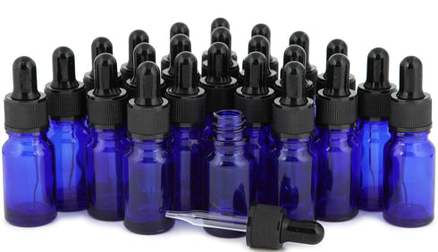 Vivaplex, 24 Cobalt Blue 10 ml Glass Bottles with Glass Eye Droppers