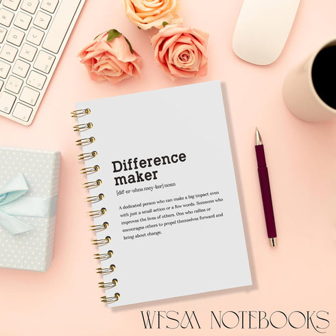 Difference Maker Gift Notebook - Inspirational Journal for Coworkers, 5.5x8.3 Inches Hardcover Spiral Notebook