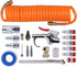 WYNNsky 1/4 Inch NPT Air Accessory Kit, 20 Piece Air Compressor Hose Tool Kit with Coil PU Hose/Tire Gauge