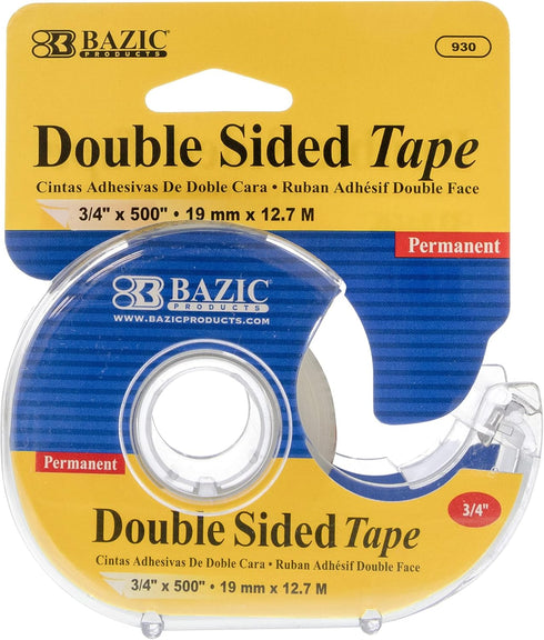 BAZIC 3/4" X 500" Double Sided Permanent Tape with Dispenser