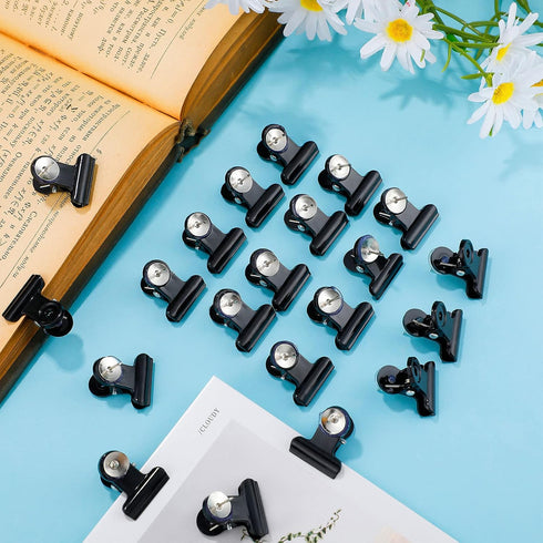 Sabary 30 Pieces Push Pins Clips, Bulldog Thumbtack Clips for Cork Board, Bulletin Boards, Photo Walls (Black, 20 mm)
