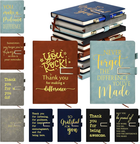 Fulmoon 10 Pcs Team Appreciation Gifts, A5 Leather Journal Notebook, Inspirational Thank You Gifts for Employees