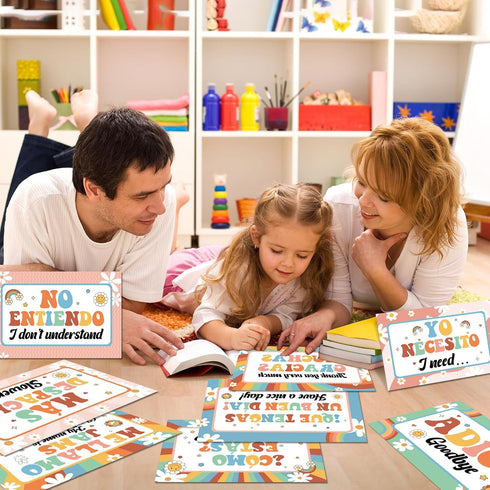 gisgfim 16 Pcs Spanish Words and Phrases Poster Set, Bulletin Board Decor for Spanish Classroom