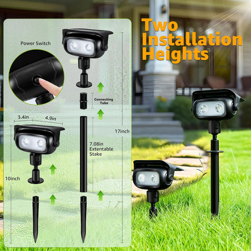 IP65Super 2 360 2 Pack Ollny Solar Lights Outdoor Waterproof Bright LED Lighting Modes Rotation Solar Spot Lights
