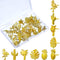 Eersida 40 Pieces Gold Push Pins, Cute Decorative Thumb Tacks with 5 Designs for Photos, Wall, Maps, Bulletin Board