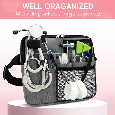 MELINON Pack Nurse Fanny with Medical Gear Pockets - Durable Nurse Waist Pouch with Tape Holder, Adjustable Strap